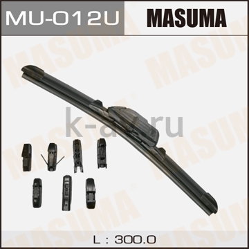 картинка Дворник "MASUMA" 12", бескаркасный, универсальный   (300мм)  7 видов креплений (MU-012U) от магазина Китай-Авто