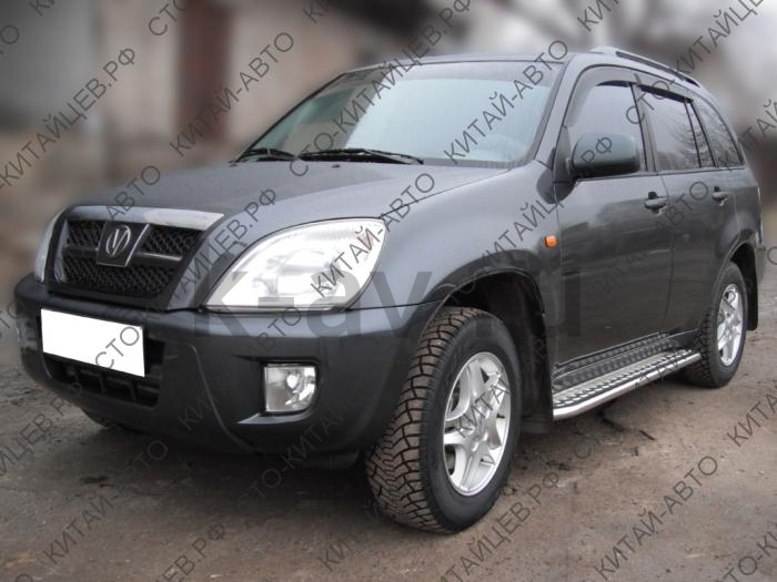 картинка Защита порогов площадка d43 (нерж + алюм) - Chery Tiggo (CHT 2) от магазина Китай-Авто