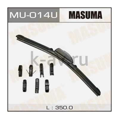 картинка Дворник "MASUMA" 14", бескаркасный, универсальный   (350мм)  7 видов креплений (MU-014U) от магазина Китай-Авто