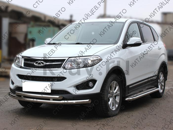 картинка Защита порогов площадка d43 - Chery Tiggo 2014-… (CНT142) от магазина Китай-Авто